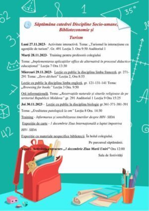 Săptămâna catedrei „Discipline socio-umane, biblioteconomie și turism”