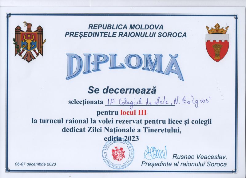 TURNEUL RAIONAL LA VOLEI ÎNTRE LICEE ȘI COLEGII DEDICAT ZILEI NAȚIONALE A TINERETULUI, ED. 2023