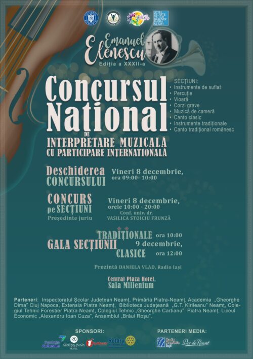CONCURSUL INTERNAȚIONAL DE INTERPRETARE MUZICALĂ „EMANUEL ELENESCU” ED XXXII, 2023